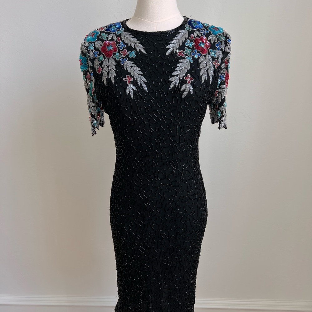 Vintage Laurence Kazar Beaded Cocktail Dress